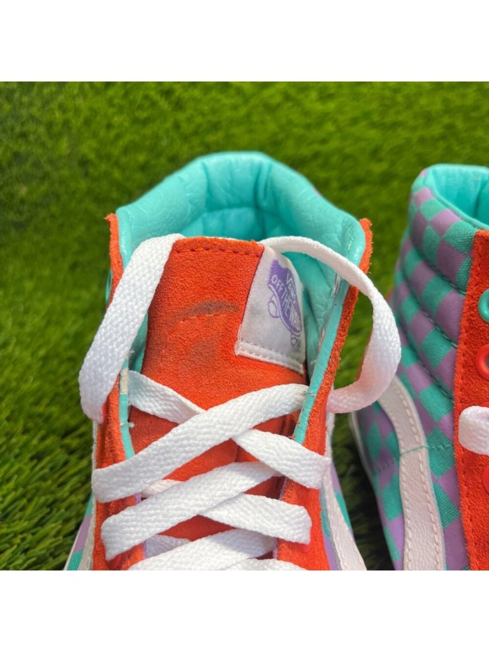 Vans Sk8-Hi Womens Size 7 Orange Blue Athletic Walking Skateboard Shoes Sneakers - Picture 6 of 11
